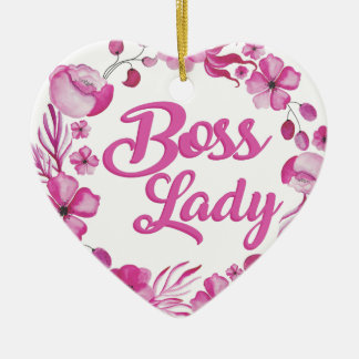 Roze Flowery Boss Lady Design Keramisch Ornament