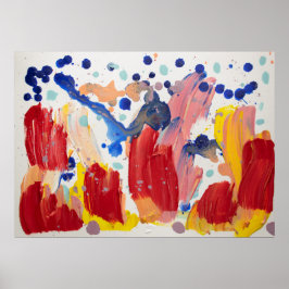 Roze fluffy eenhoorns die dansen op regenboog poster