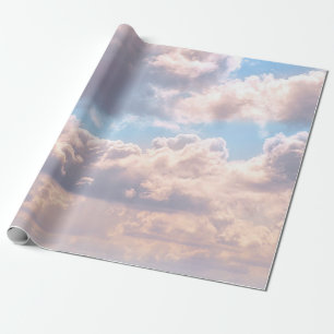 Roze Fluffy Wolken Blauwe Lucht Dromerige Pastel N Cadeaupapier