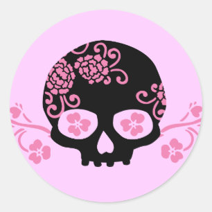 Roze fluitpatroon ronde sticker