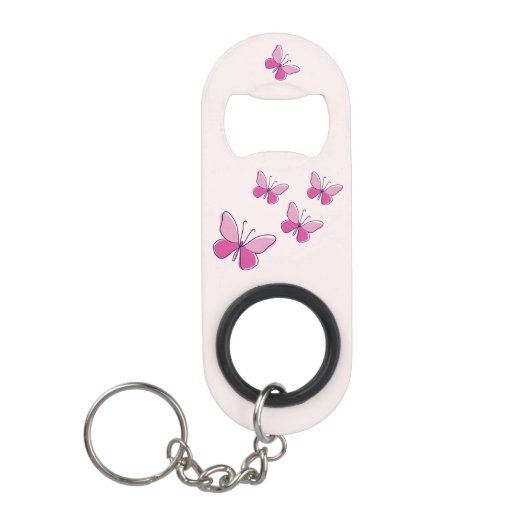  Roze Flutter van Vlinders Mini Flessenopener (Voorkant)