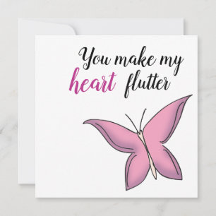 Roze Fluttering Butterfly Valentijn Kaart