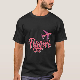 Roze flygirl vliegtuig Art Girly Quote Atten T-shirt