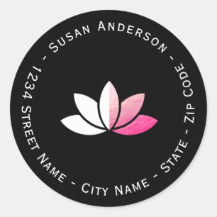 Roze Folie en wit Lotus Return Address Label