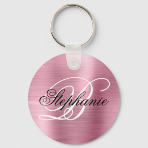 Roze Folie Fancy monogram Sleutelhanger