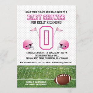 Roze Football Baby shower Kaart