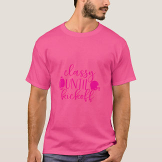 Roze Football klassiek tot de aftrap Sports Funny T-shirt