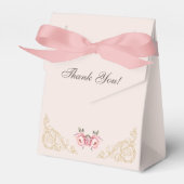 Roze Foral Rococo Pioen Baby shower Bedankdoosjes (Voorkant Zijde)