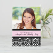 Roze foto 25th Birthday Party Kaart (Staand voorkant)