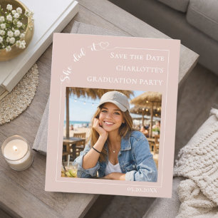 Roze Foto Afstudeer Save the Date Flyer