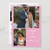 Roze  foto collage bruiloft bedankkaart (Voorkant / Achterkant)