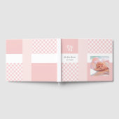 Roze foto geboortedatum Gingham Footprint Gastenboek (Volledig)