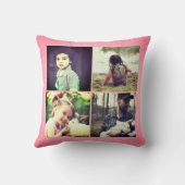 Roze foto girly monogramed collage kussen (Achterkant)