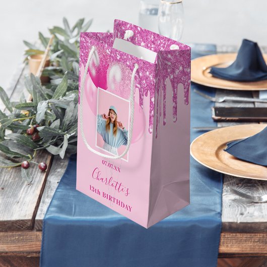 Roze foto glitterspetters meisje klein cadeauzakje