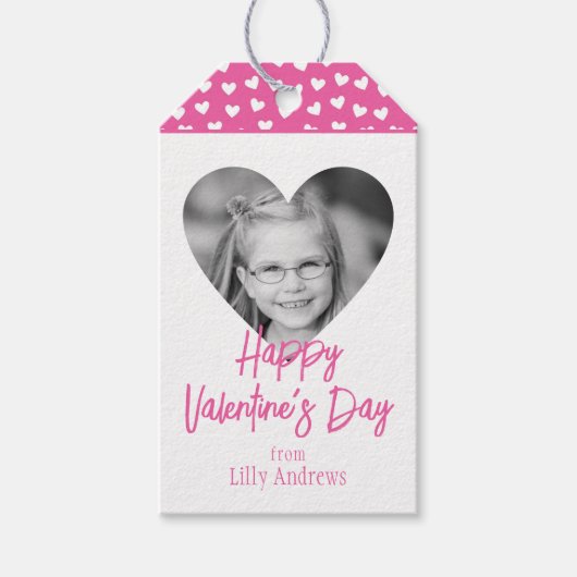 Roze foto Harde Valentijnsdag Gift Labels Cadeaulabel (Voorkant)