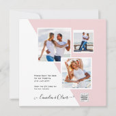 Roze Foto Huwelijksuitnodiging QR Code Bewaar Datu (Voorkant)