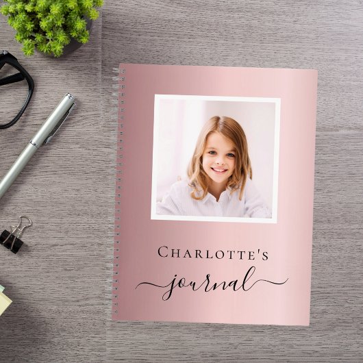 Roze foto kinderen typografie notitieboek