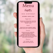 Roze foto leuke feiten verjaardagsmenu kaart