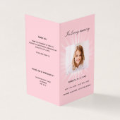 Roze foto meisje begrafenisprogramma kaart (Buitenkant)