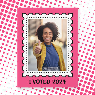 Roze foto postzegel vrouwenrechten verkiezing briefkaart