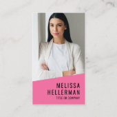 Roze Foto QR Code Company Logo Vertical Visitekaartje (Voorkant)