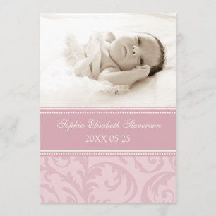 Roze foto Sjabloon Nieuwe babygeboorteaankondiging