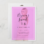 Roze foto Tint Overlay 2 Modern Minimal Sweet 16 Kaart (Voorkant / Achterkant)