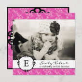  Roze Foto van Birthday Party - Uitnodiging (Voorkant / Achterkant)
