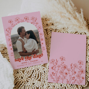 roze foto van groovy retro - film behalve de datum kaart