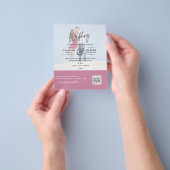 Roze fotobruiloft nodigt QR-code Save Date uit Flyer (Hand)