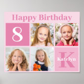 roze fotocollage Aangepast geboortedag Poster (Voorkant)
