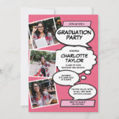 Roze fotocollage Modern Fun Graduation Party Kaart (Voorkant)