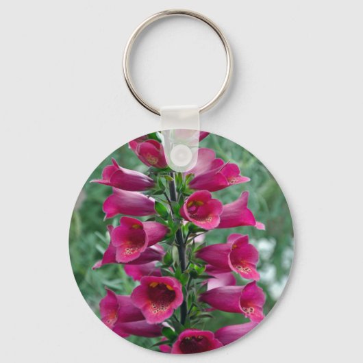 Roze foxglove bloemen sleutelhanger (Voorkant)