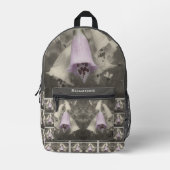 Roze Foxglove Flower Zwart-wit  Bedrukte Rugzak (Voorkant)