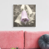 Roze foxglove-ventilator zwart-wit, partiële kleur canvas afdruk (Insitu (Woonkamer))