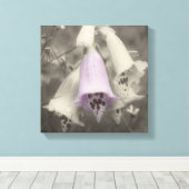 Roze foxglove-ventilator zwart-wit, partiële kleur canvas afdruk (Insitu (Houten vloer))