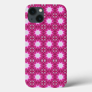 Roze fractal bloemen mandala patroon iPhone 13 hoesje