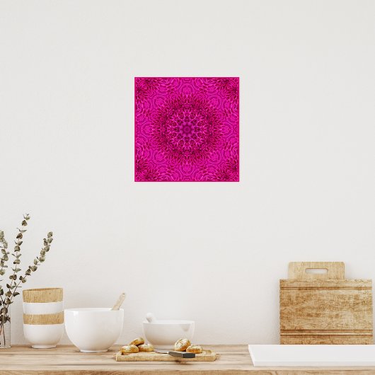 Roze fractale Kaleidoscoop Poster (Keuken)