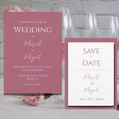 Roze Framboos Modern Elegant Bruiloft Kaart