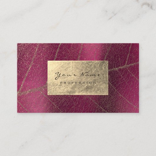 Roze frambose Sepia Gold Foil botanisch Delicaat Visitekaartje (Voorkant)