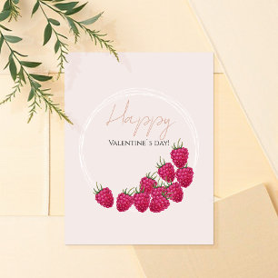 Roze Frambozen Aquarel Gelukkig Valentijnsdag Kaart
