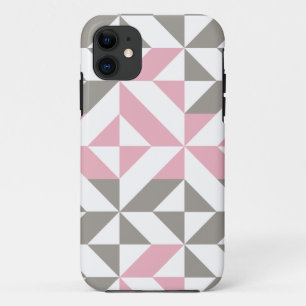 Roze frambozen en zilver Geometric ZigZag iPhone 11 Hoesje