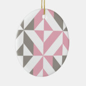 Roze frambozen en zilver Geometric ZigZag Keramisch Ornament (Rechts)