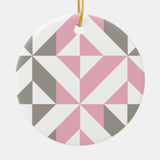 Roze frambozen en zilver Geometric ZigZag Keramisch Ornament (Voorkant)