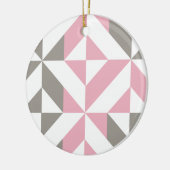 Roze frambozen en zilver Geometric ZigZag Keramisch Ornament (Links)