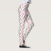 Roze frambozen en zilver Geometric ZigZag Leggings (Rechts)