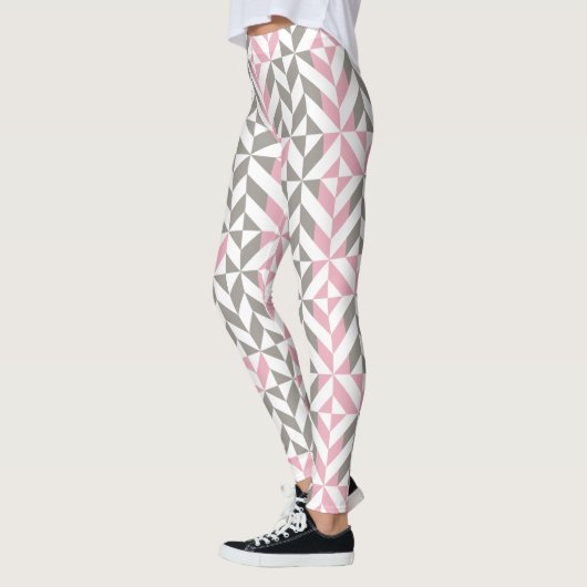 Roze frambozen en zilver Geometric ZigZag Leggings (Links)