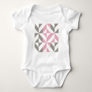 Roze frambozen en zilver Geometric ZigZag Romper