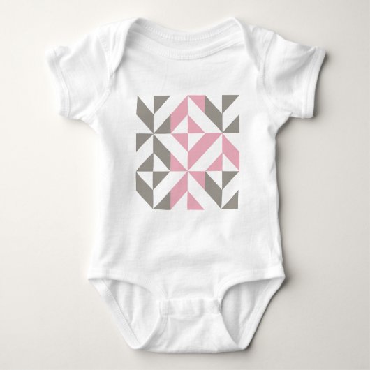 Roze frambozen en zilver Geometric ZigZag Romper (Voorkant)