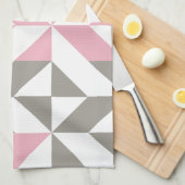 Roze frambozen en zilver Geometric ZigZag Theedoek (Quarter Fold)